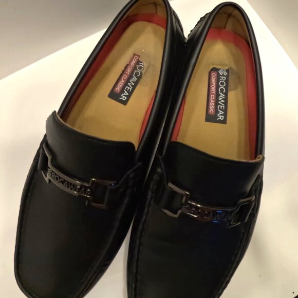 ROCAWEAR MENS LOAFER, DRESS SLIP-ON SHOES SIZE 9 FAUX LEATHER COLOR BLACK - Picture 3 of 5